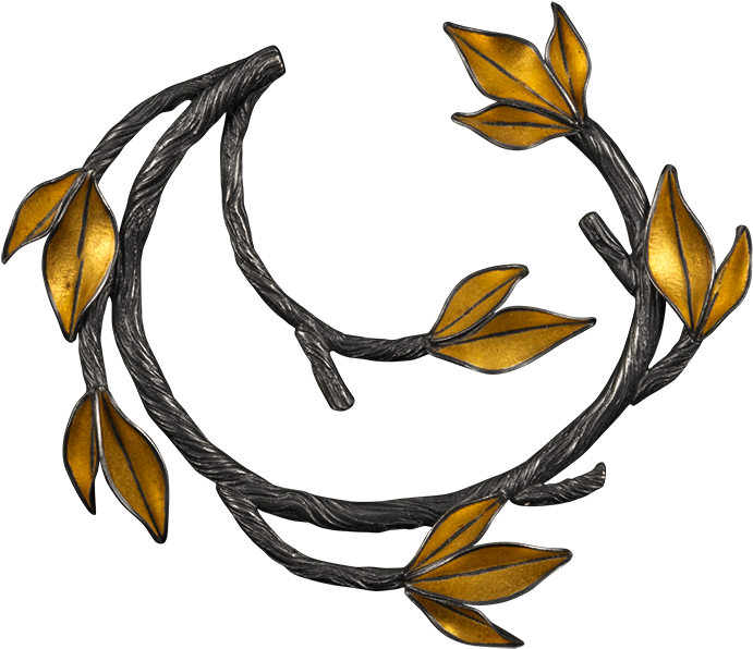 A Brooch Made With Sterling Silver Twigs And Gold Overlay - Lily Family (800x800)