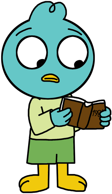 Harvey Beaks Reading 1984 Novel By Mega Shonen One - Cartoon (894x894)