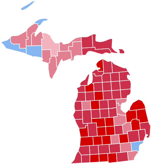 Michigan Presidential Election Results - Michigan 2016 Election Map (550x600)