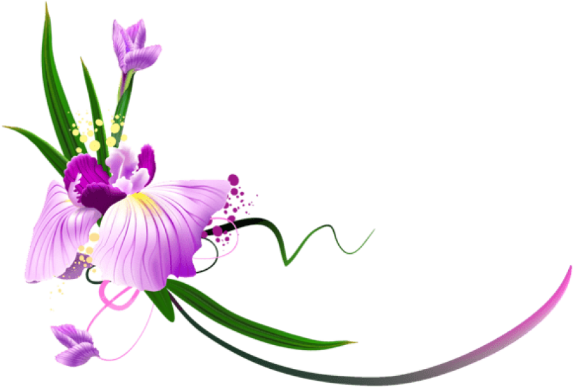 Free Png Download Beautiful Purple Floral Decor Clipart - Flowers Clip Art Border Png (822x555)