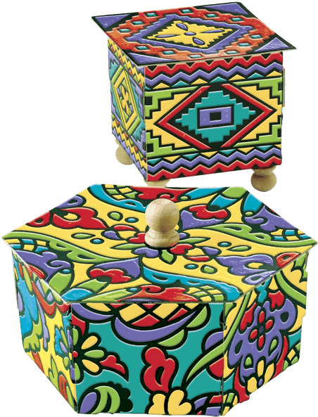 Latin America Talavera Keepsake Boxes - Mandalas De Gatos Coloreados (600x600)