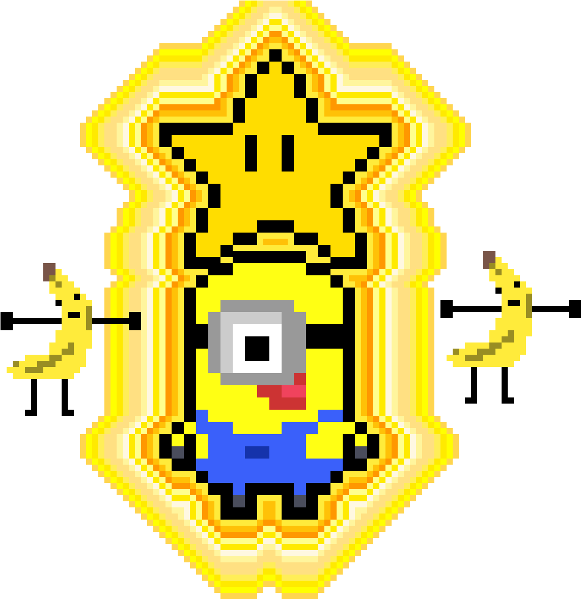 I Love Starts And Minions But Bananas Too - Old School Mario Star (1200x1200)