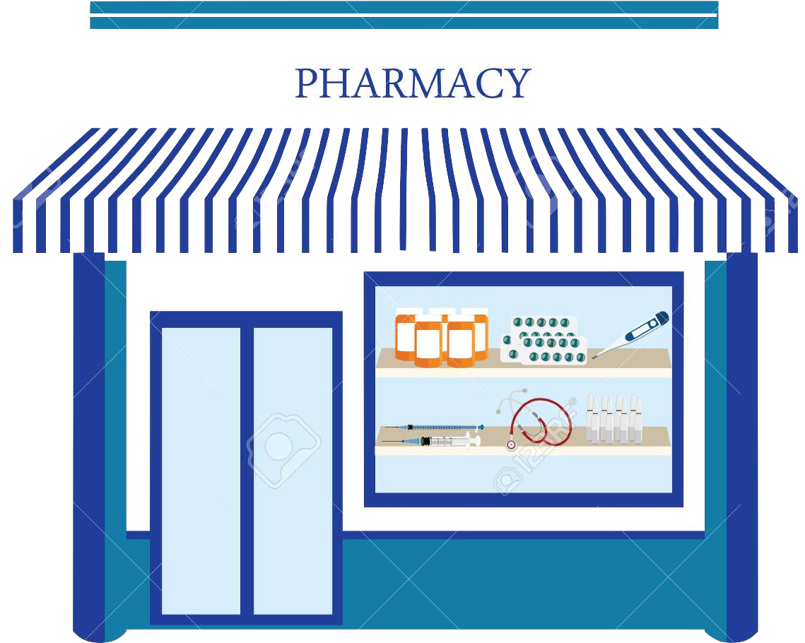 60655246 Raster Illustration Pharmacy Drugstore Shop - Pharmacy Shop Vector (1300x1300)