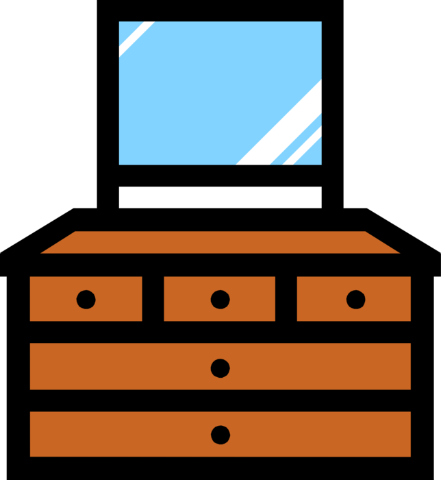 Vector Illustration Of Bedroom Furniture Dresser Or - Dresser Clip Art (644x700)