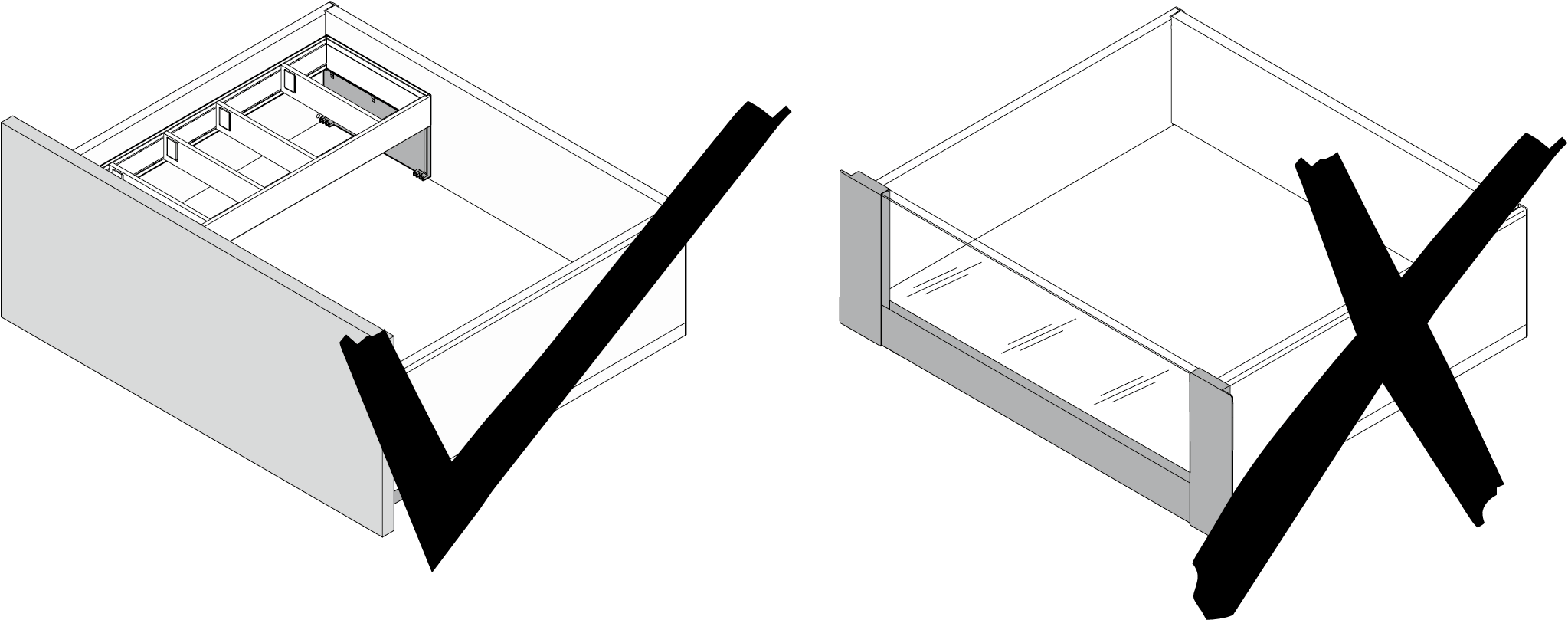 How To Organise Bottles In A Drawer - Technical Drawing (2210x1128)
