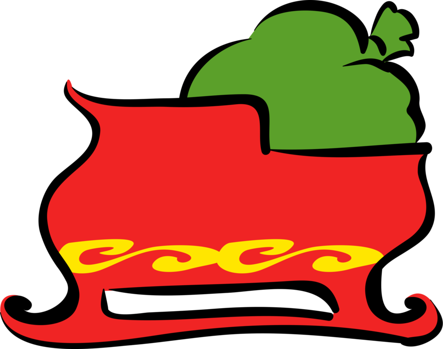 Vector Illustration Of Santa Claus' Sleigh With Christmas - Vector Illustration Of Santa Claus' Sleigh With Christmas (888x700)