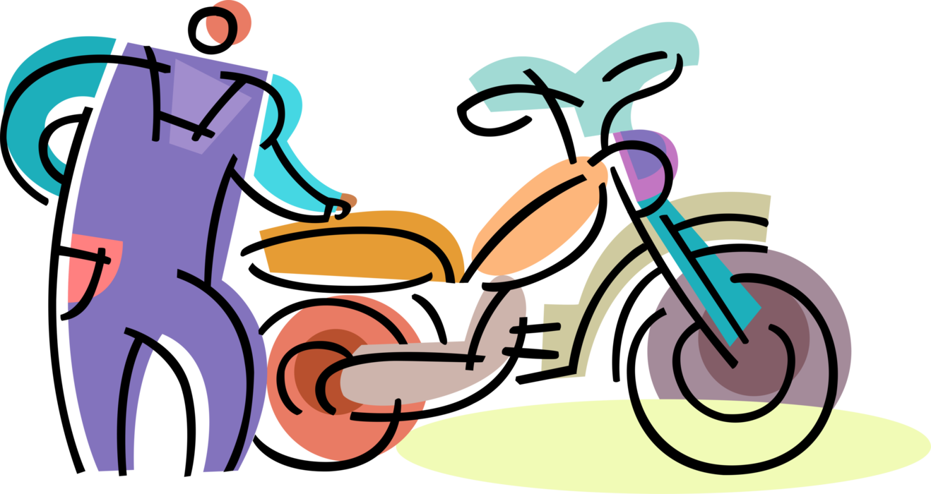Vector Illustration Of Motorcyclist Rides Motorcycle - Vector Illustration Of Motorcyclist Rides Motorcycle (1318x700)