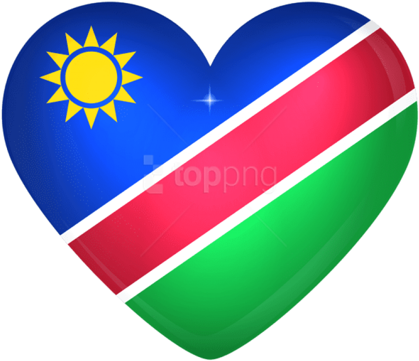 Free Png Download Namibia Large Heart Flag Clipart - Namibian Flag (850x729)