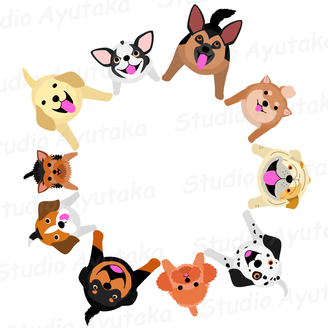 Sitting Dogs Circle Frame - Dogs Sitting In A Circle (1052x1052)