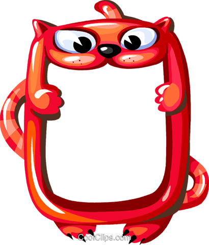 Cartoon Cat Frame Royalty Free Vector Clip Art Illustration - Red Cartoon Frame Png (410x480)