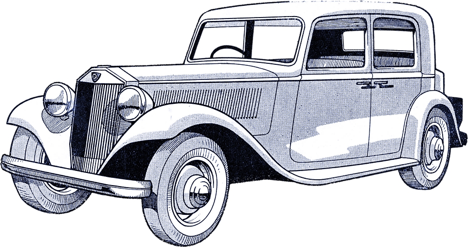 Vintage Car Illustrations - Masina De Epoca Desen (960x507)