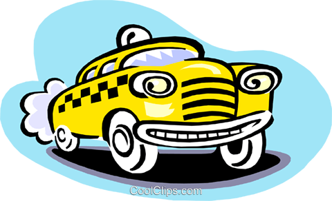 Taxicab Cartoon Royalty Free Vector Clip Art Illustration - Cartoon Taxi Cab (480x292)