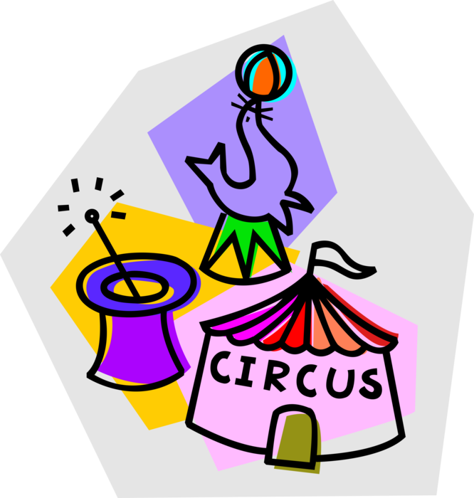 Vector Illustration Of Big Top Circus Tent With Trained - Vector Illustration Of Big Top Circus Tent With Trained (666x700)