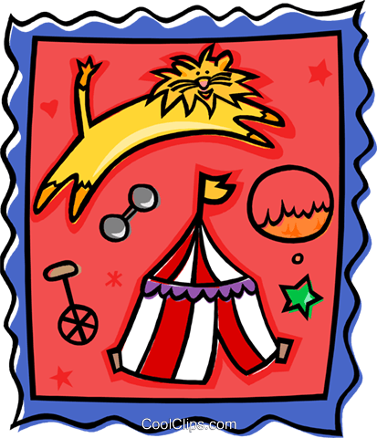 Circus Design With Lion And Tent Royalty Free Vector - Carnival For Kids (413x480)
