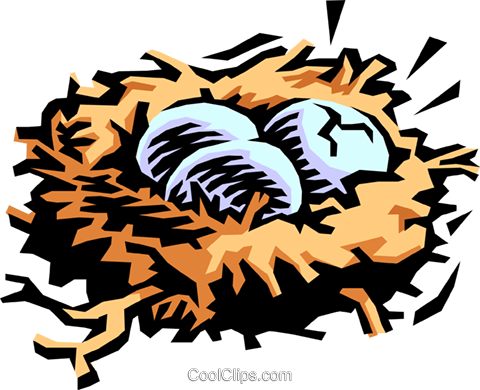 Nest With Eggs Royalty Free Vector Clip Art Illustration - Campagna Vocabolario (480x390)