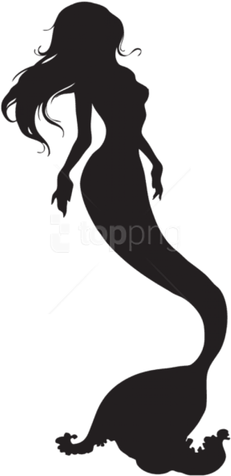 Free Png Mermaid Silhouette Png - Black And White Mermaid Clipart (480x990)