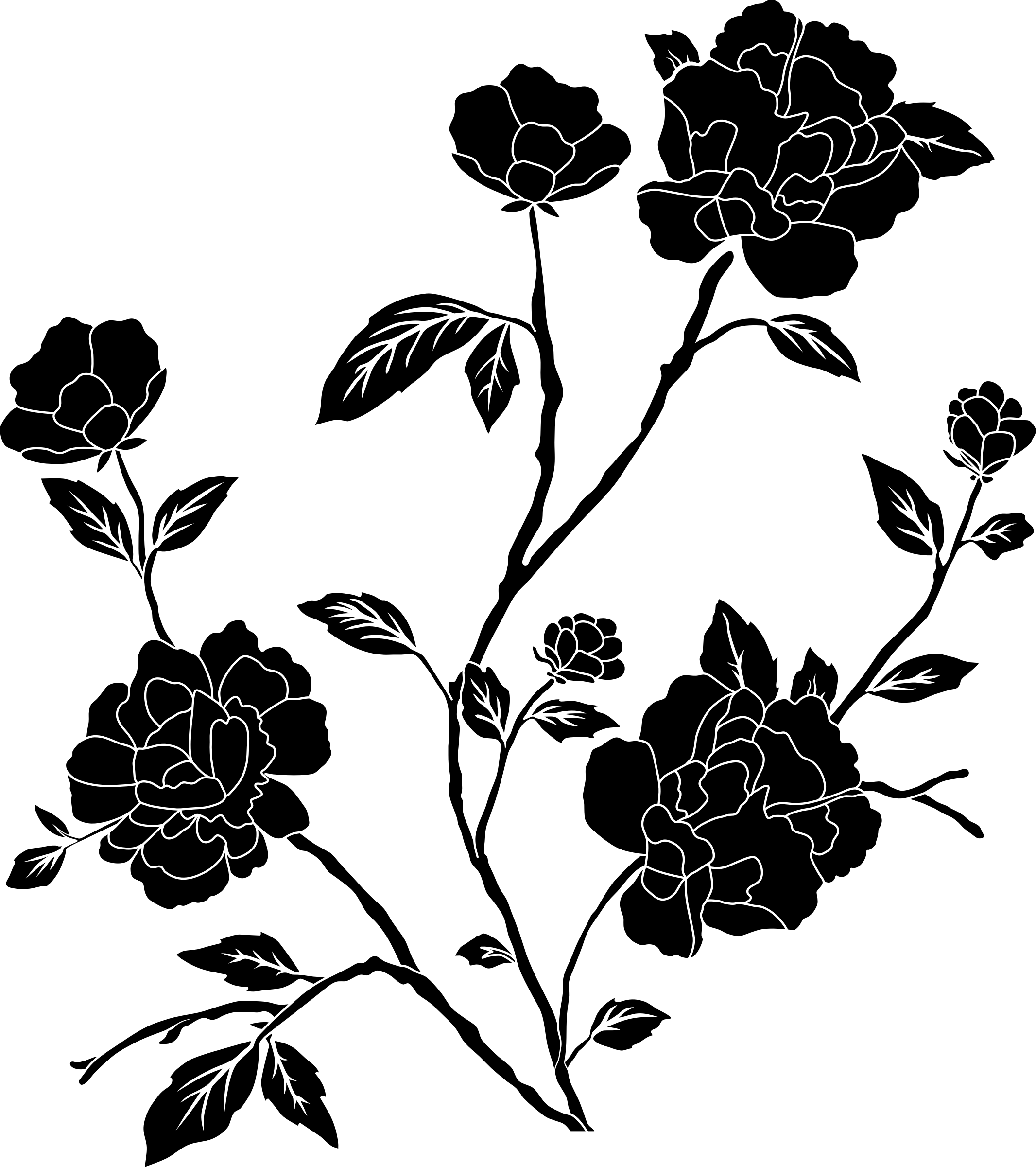 Black And White Flower Clipart - Black And White Flower Png (2132x2400)