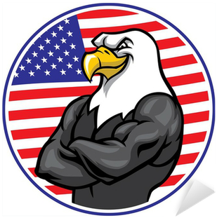 Eagle Mascot Show The Muscle With American Flag Background - No Copyright Eagle Mascot (400x400)