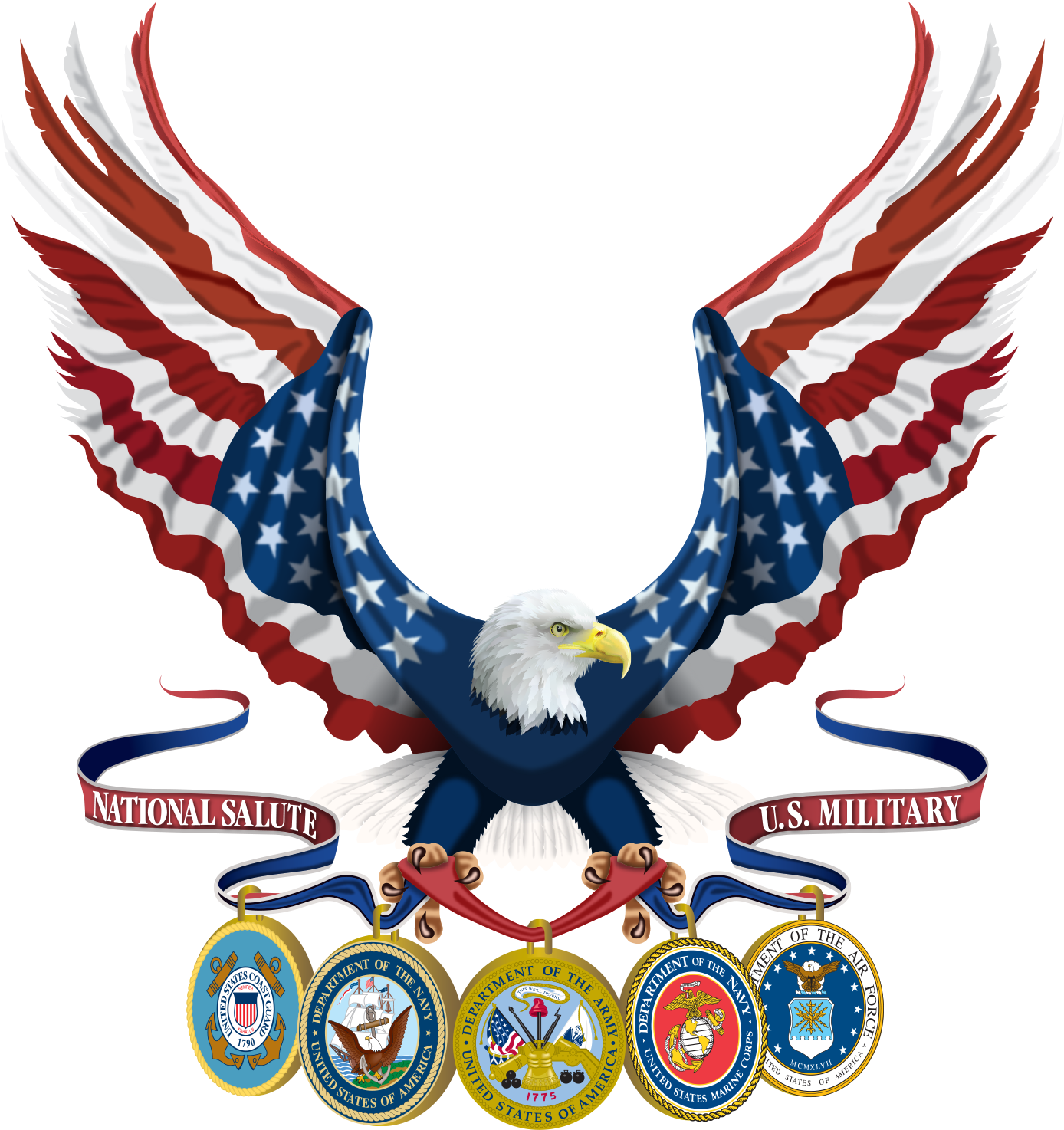 Illustration Of National Salute U S Military Ⓒ - Veterans Day All Branches (1507x1507)