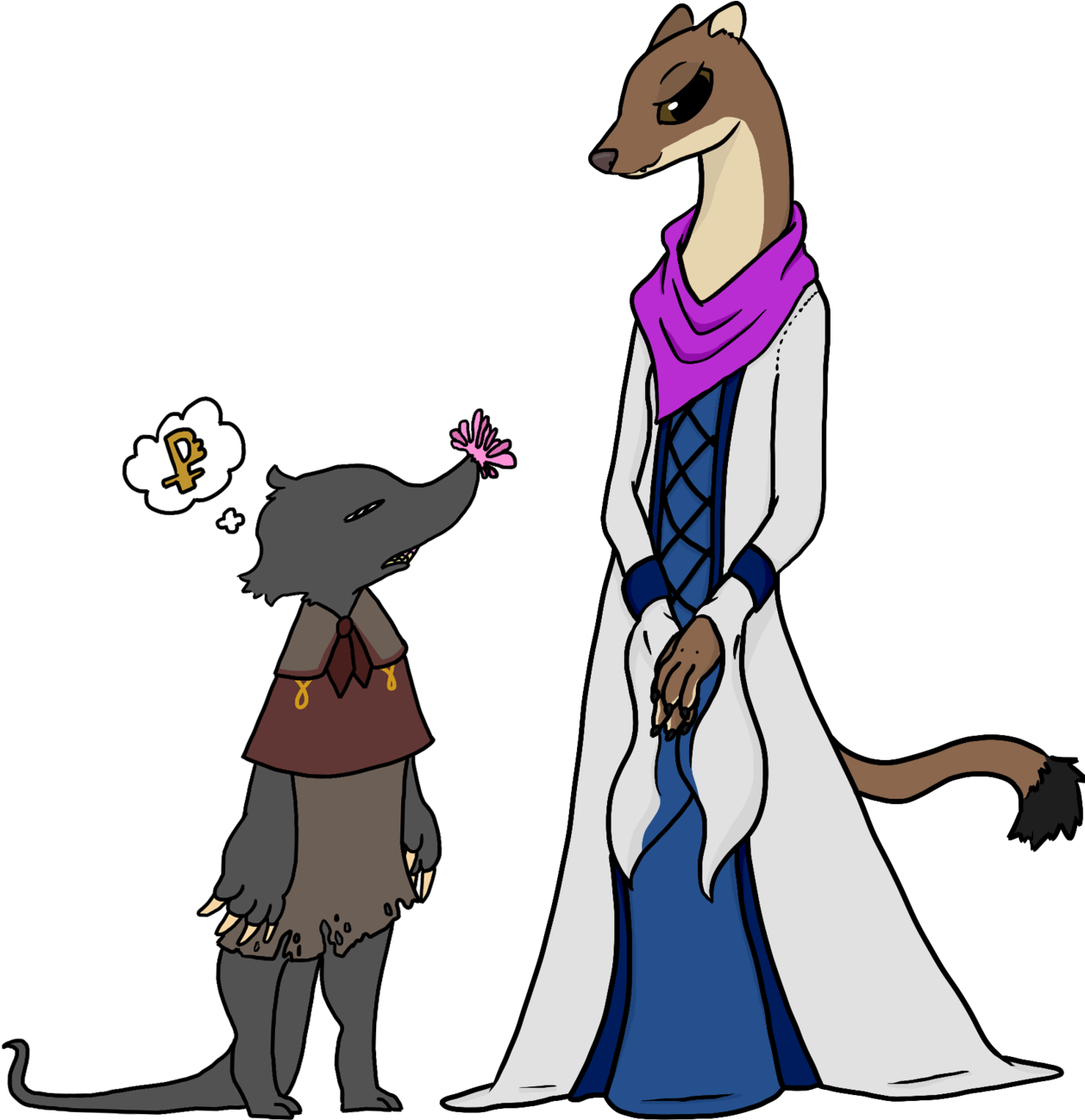 @canadianmerc's Weasel Seamstress Abagail, With Her - Cartoon (1280x1297)