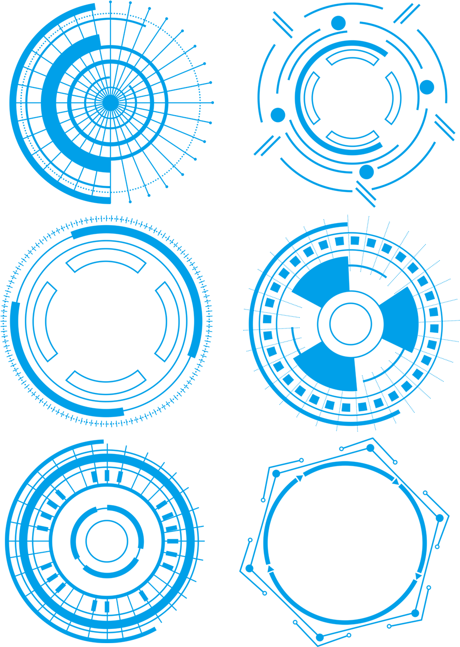 Technology Border Blue Simple Lines Png And Psd - Circle (1024x1369)