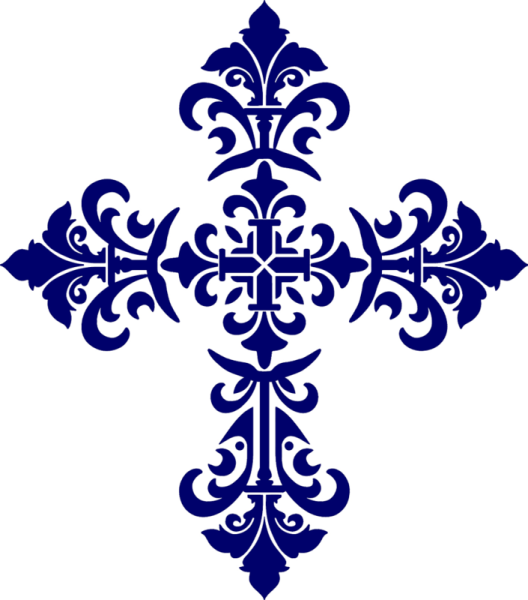 Cs Bcr1 36bl 36"x32" Baroque Cross Blue Porcelain Pool - Baroque Cross Png (528x600)