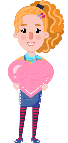 Cute Blonde Girl In Flat Style Cartoon Character - Cartoon (457x464)