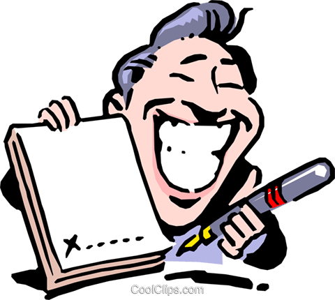 Cartoon Mann Mit Stift Und Vertrag Vektor Clipart Bild - Mortgage Backed Bond Cartoon (480x430)