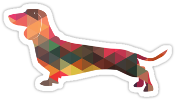 'dachshund Dog Colorful Geometric Pattern Silhouette - Dachshund (375x360)