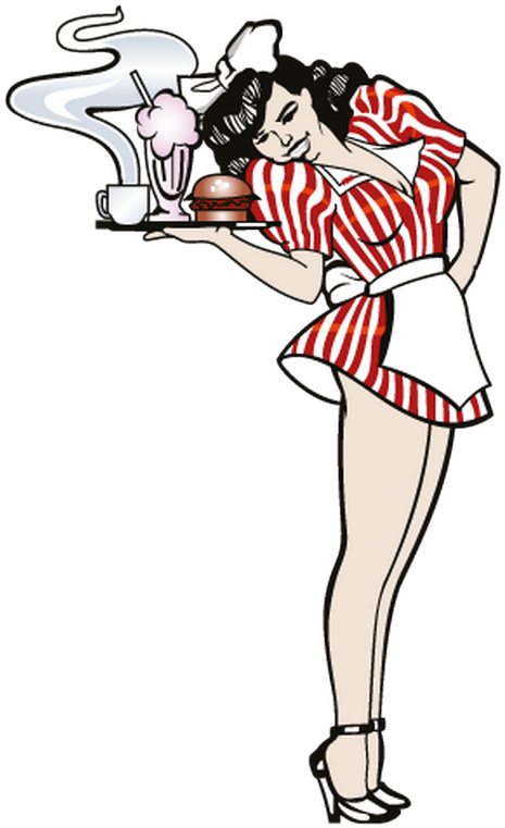 Decorative Sticker - Pin Up Girl Waitress (800x800)