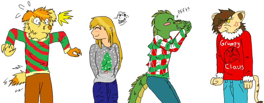 My Ugly Anthro Christmas Sweaters By Falljoydelux - Cartoon (900x359)