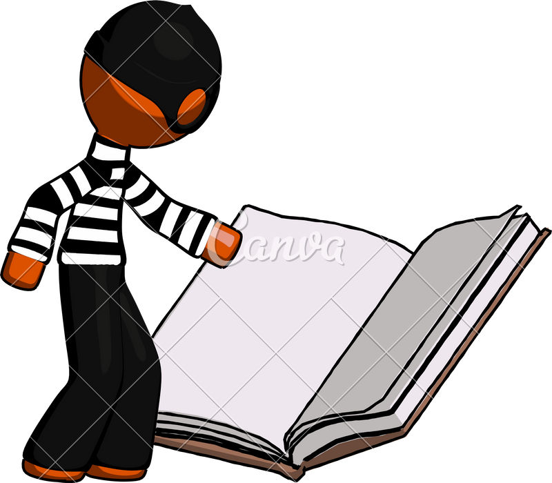 Orange Thief Man Reading Big Book - Book (800x700)