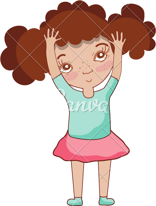 Pretty Girl With Hands Up And Casual Wear - Cartoon (800x800)
