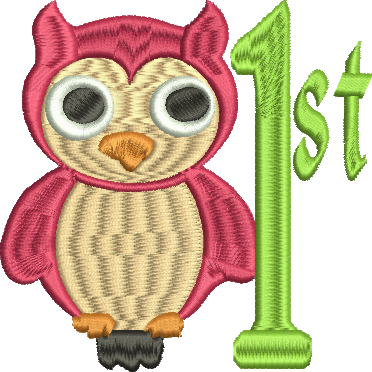 Owl 1st First Embroidery Design 4x4 - Cartoon (372x372)