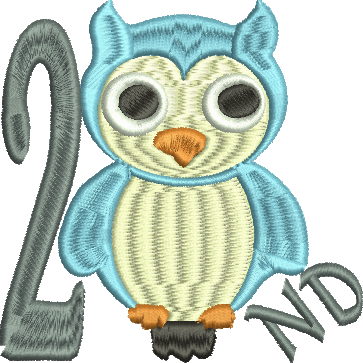 Owl 2nd Second Embroidery Design 4x4 - Cartoon (363x363)