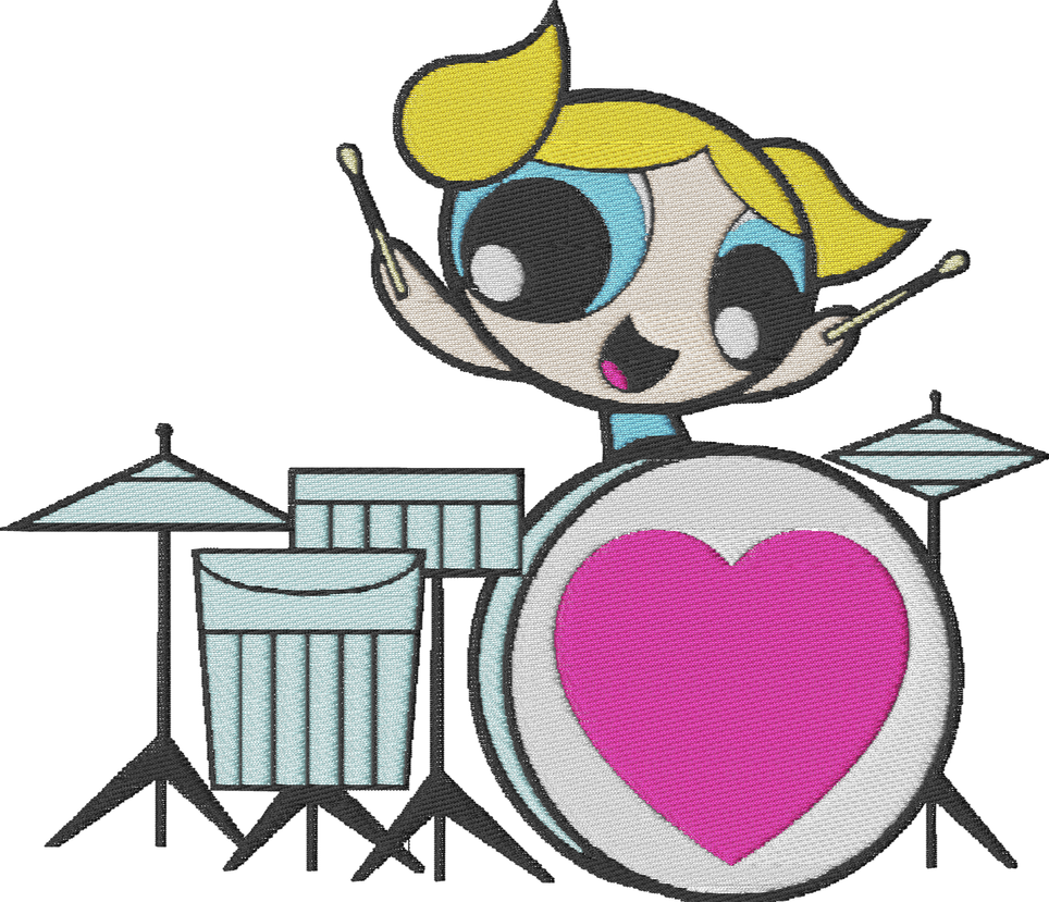 Bubbles Embroidered By Copper70 - Bubbles Powerpuff Girls Drum (964x829)
