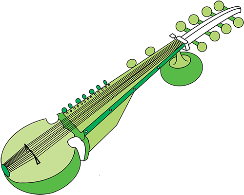 India Milapfest Featured Instrument - Gotuvadyam Indian Instrument Drawing (588x467)