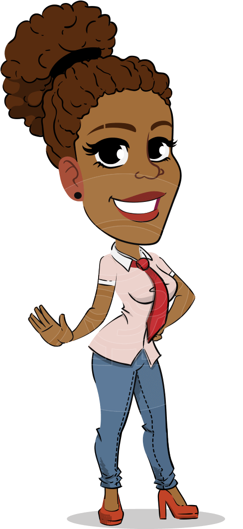 Flat Cartoon African-american Girl Vector Character - Cartoon (957x1060)