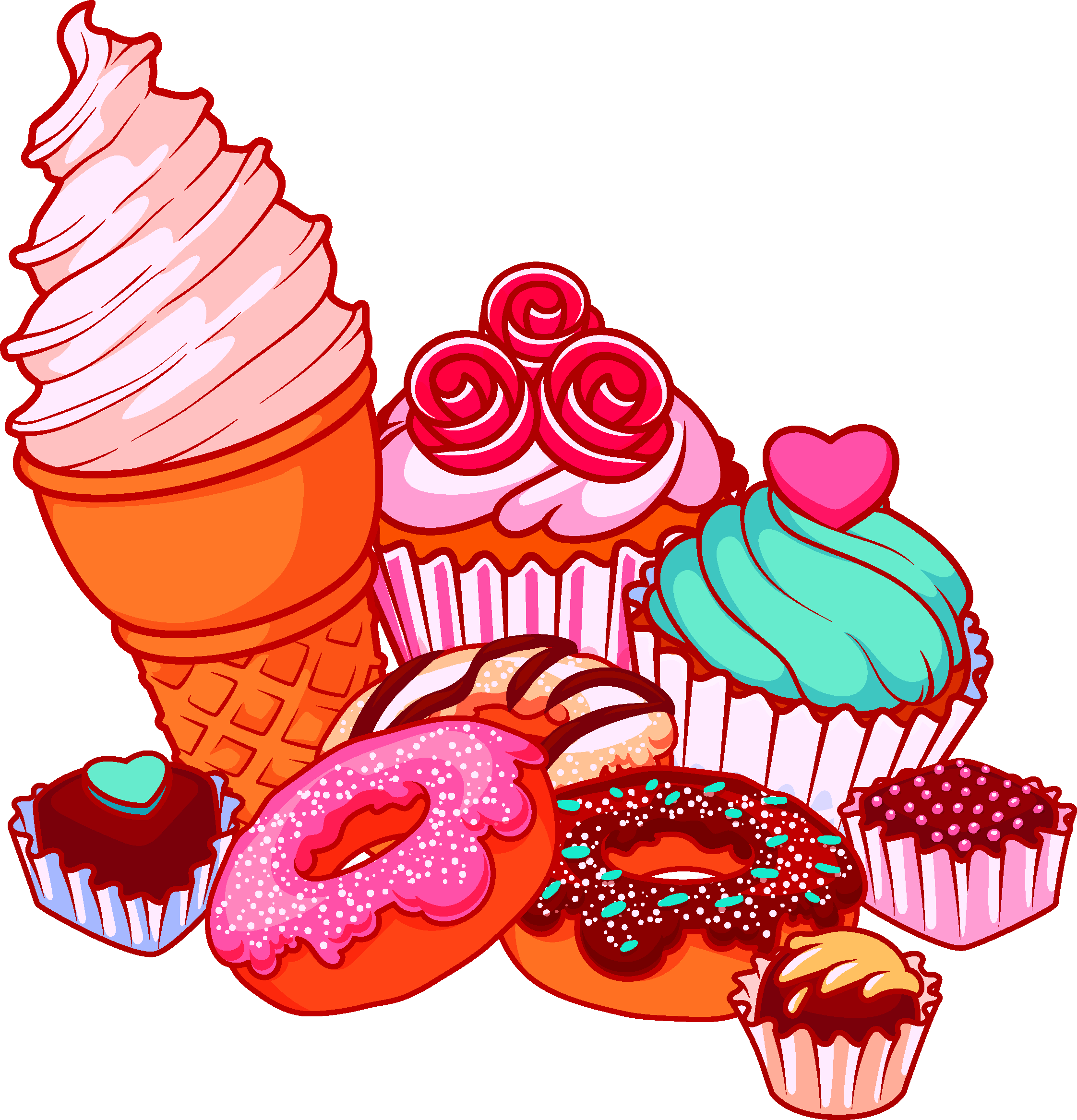 Cupcake Clipart Donut - Imagenes De Postres Animados (2244x2334)