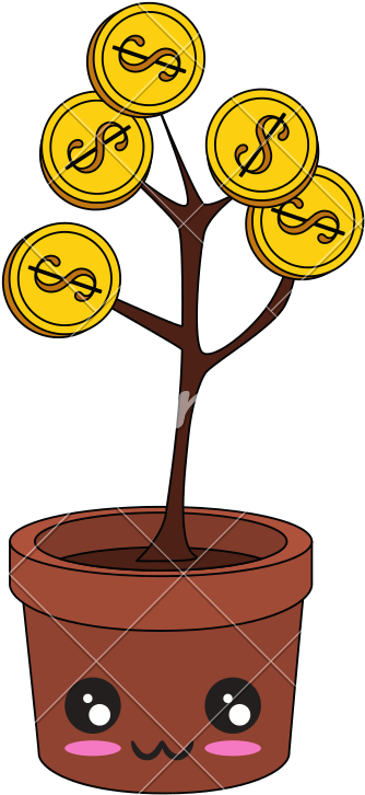 Kawaii Money Plant Icon - Flowerpot (800x800)