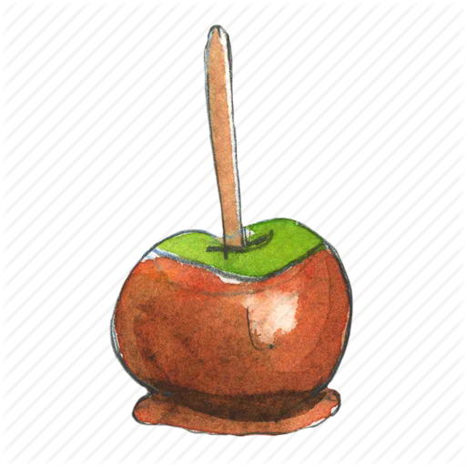 Caramel Apple Watercolor Clipart Candy Apple Caramel - Watercolor Caramel Apple (512x512)