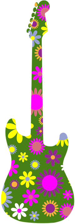 Flowers Vectors Clipart Guitar - Retro Guitar Clipart (360x720)