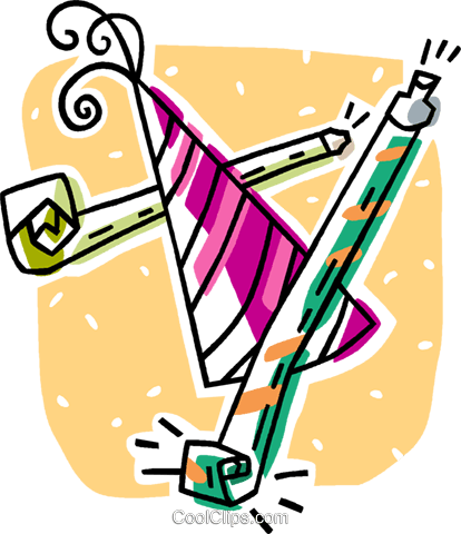 Party Hat And Noisemakers Royalty Free Vector Clip - Party Hat And Noisemakers Royalty Free Vector Clip (414x480)
