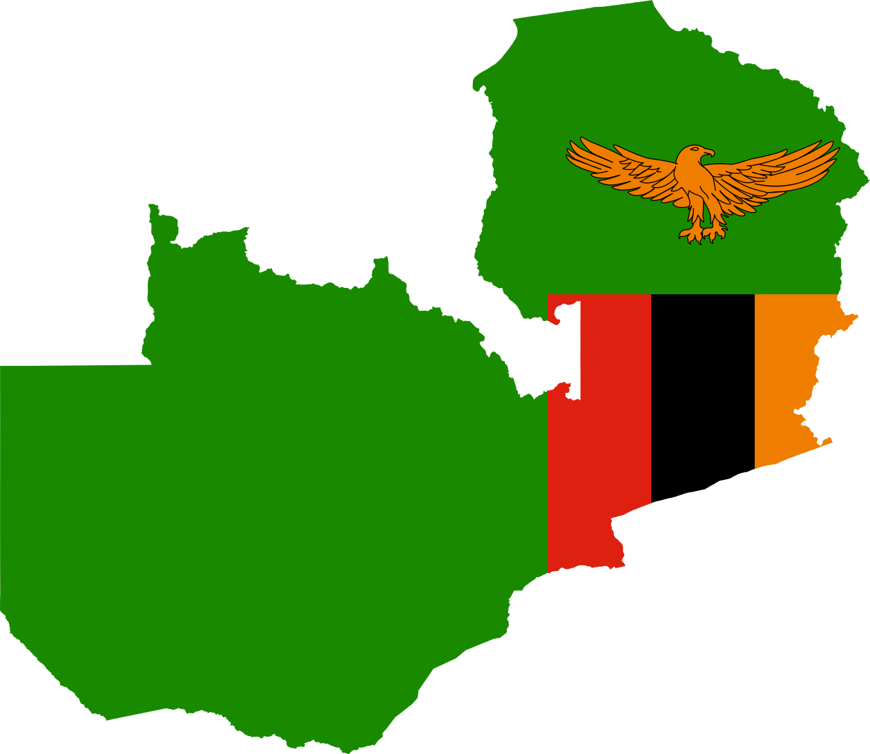 Flag-map Of Zambia - Map Of Zambia (1260x1092)