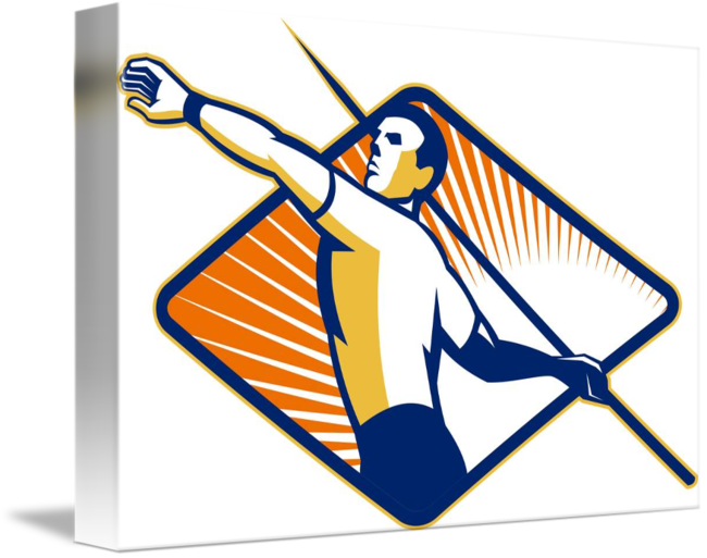 Track And Field Athlete Javelin Throw Retro By Aloysius - Jabalina Atletismo (650x513)