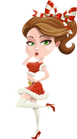 Pretty Christmas Girl Cartoon Vector Character Aka - Flirty Female Cartoon Characters (342x464)