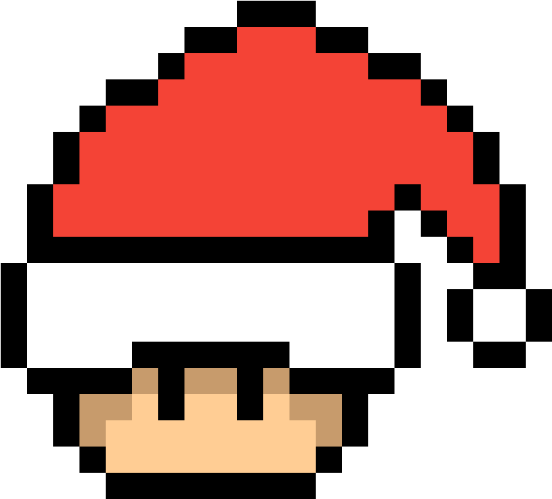 Santa Hat Mario Toad - Angry Face Pixel Art (778x704)