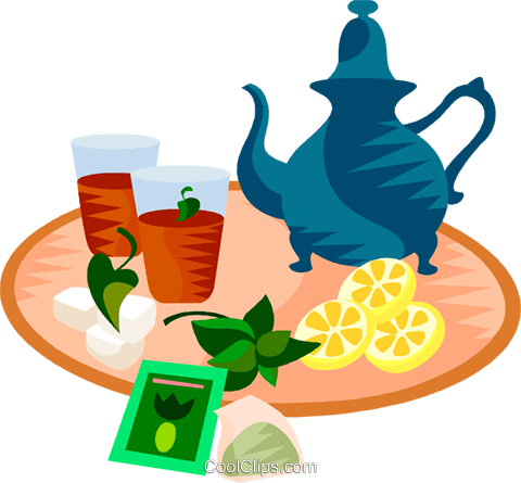 Mint Clipart Animated - Afternoon Tea Party Cartoon (480x445)