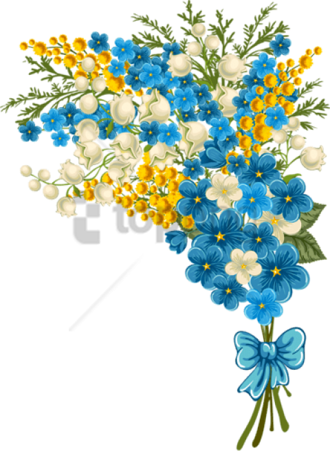Free Png Flower Bouquet Icon Png Image With Transparent - Png Flowers Yellow & Blue (480x656)