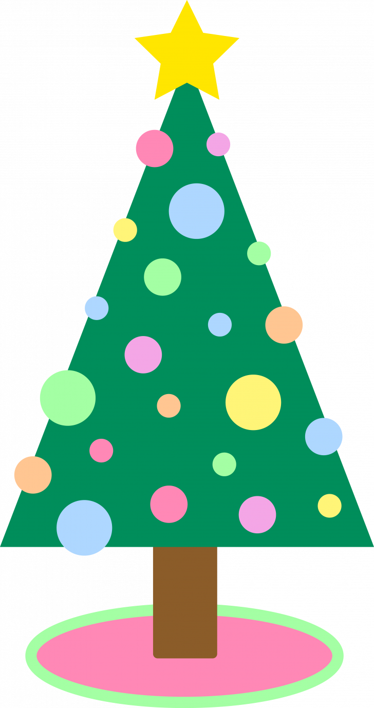 Merry Christmas Clipart - Simple Christmas Tree Cartoon (728x1378)